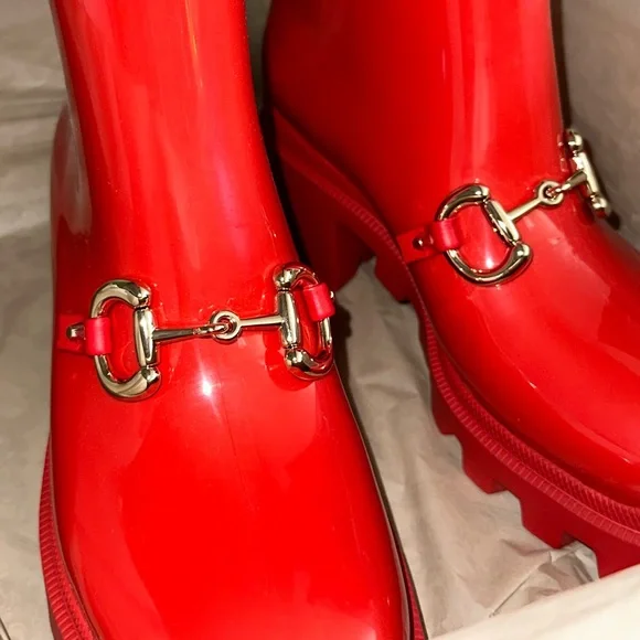 GUCCI Trip Horsebit Ankle Rain Boots in Red - Picture 8 of 14